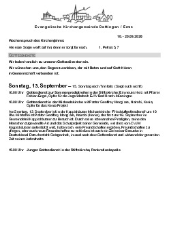 Kirchliche Nachricht